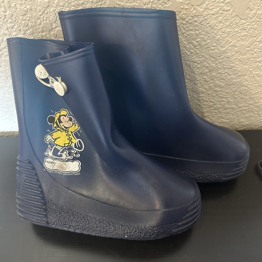 Mickey Mouse Rain Boots Disney Pals Kids Size 13 Slip On Galoshes Disneyana 1980